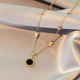 Classic Roman Pendant Stainless Steel Necklace for Women