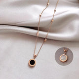 Classic Roman Pendant Stainless Steel Necklace for Women