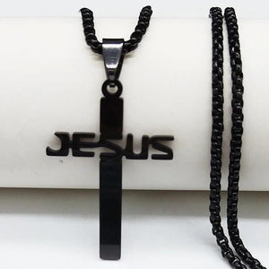 Jesus Cross Stainless Steel Men Necklace N6222S02