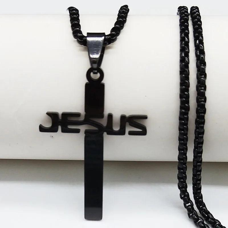 Jesus Cross Stainless Steel Men Necklace N6222S02