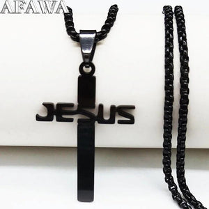 Jesus Cross Stainless Steel Men Necklace N6222S02