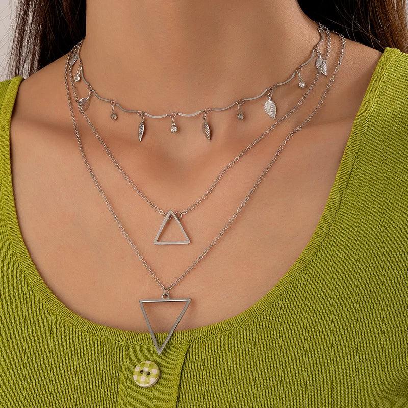 Bohemian Triangle Bar Stick Pendant Chokers Necklaces for Women