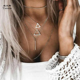 Bohemian Triangle Bar Stick Pendant Chokers Necklaces for Women