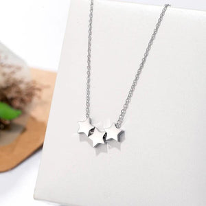 Three Star Pendant Necklace Stainless Steel High Jewelry Gift