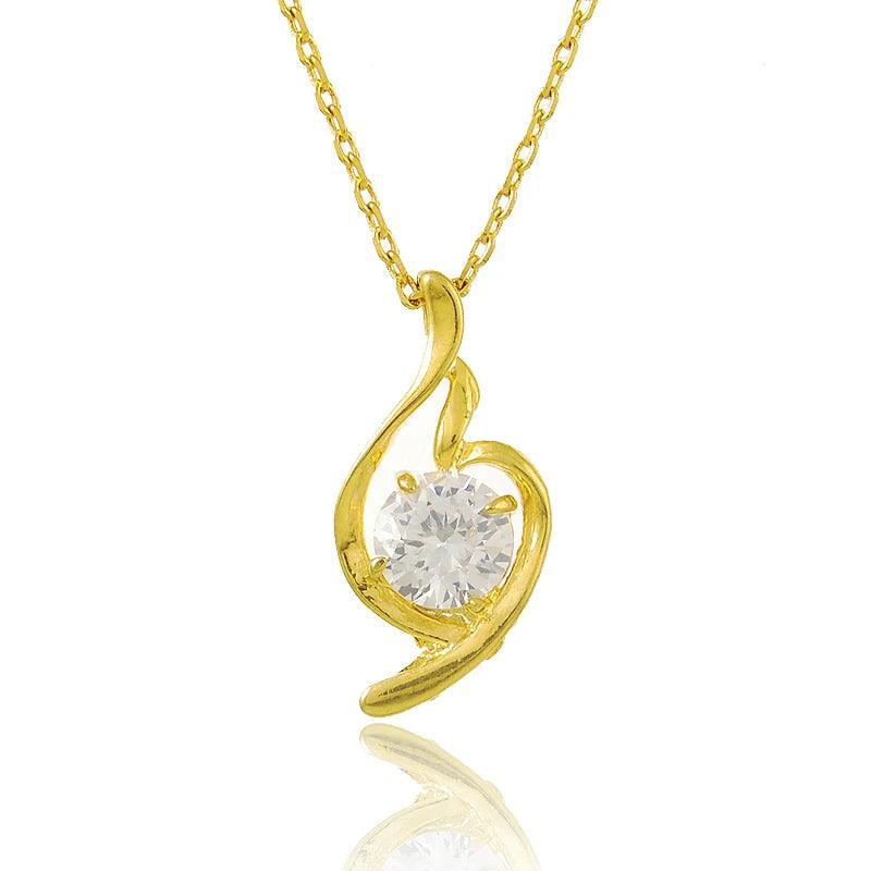 24K Gold Necklace Zircon Crystal Pendant Cross Chain Necklace