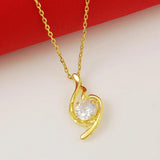 24K Gold Necklace Zircon Crystal Pendant Cross Chain Necklace