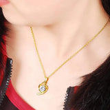 24K Gold Necklace Zircon Crystal Pendant Cross Chain Necklace