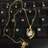 24K Gold Necklace Zircon Crystal Pendant Cross Chain Necklace