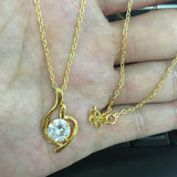 24K Gold Necklace Zircon Crystal Pendant Cross Chain Necklace