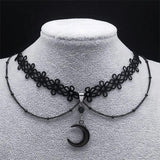 Gothic Lace Choker Necklace Stainless Steel Tassel Vintage