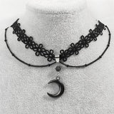 Gothic Lace Choker Necklace Stainless Steel Tassel Vintage