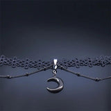 Gothic Lace Choker Necklace Stainless Steel Tassel Vintage