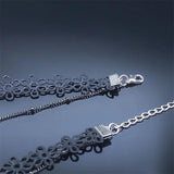 Gothic Lace Choker Necklace Stainless Steel Tassel Vintage