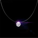 Silver Zirconia Necklace Transparent Fish Line S-N52