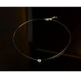 Silver Zirconia Necklace Transparent Fish Line S-N52