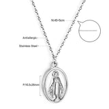 Stainless Steel Virgin Mary Pendant Necklace Religious Christian Our Lady