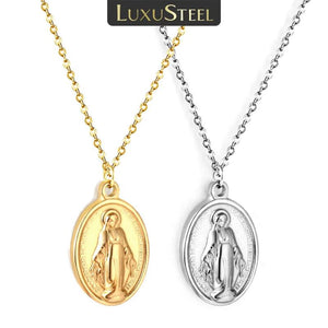 Stainless Steel Virgin Mary Pendant Necklace Religious Christian Our Lady