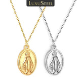 Stainless Steel Virgin Mary Pendant Necklace Religious Christian Our Lady