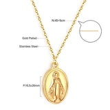 Stainless Steel Virgin Mary Pendant Necklace Religious Christian Our Lady