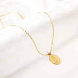 Stainless Steel Virgin Mary Pendant Necklace Religious Christian Our Lady
