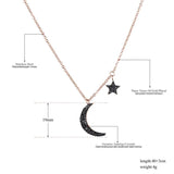 Star & Moon Pendant Rhinestones Rose Pendant Necklace N18238