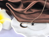 Star & Moon Pendant Rhinestones Rose Pendant Necklace N18238