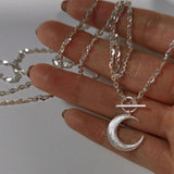 Silver Clavicle Chain Necklace Moon Bride Jewelry Birthday Gift