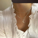 Silver Clavicle Chain Necklace Moon Bride Jewelry Birthday Gift