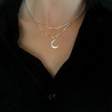 Silver Clavicle Chain Necklace Moon Bride Jewelry Birthday Gift