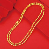 24k Pure 4mm Long Beads Necklaces for Men Women