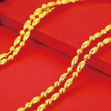 24k Pure 4mm Long Beads Necklaces for Men Women