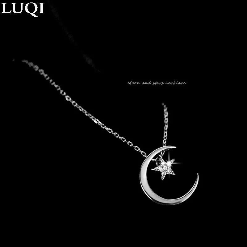 925 Silver Star & Moon Pendant Necklace
