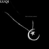 925 Silver Star & Moon Pendant Necklace