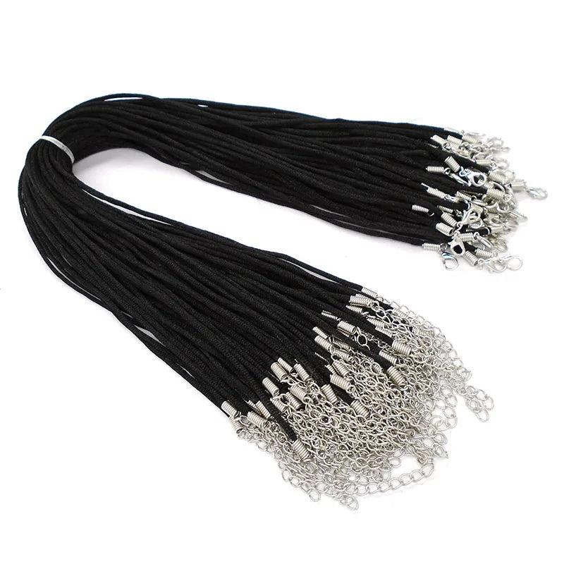 20pcs+2mm+Round+Satin+Silk+Cord+Necklace+with+Lobster+Extension+Chain