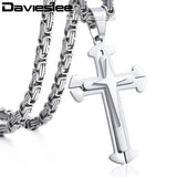 Stainless Steel Men's Cross Pendant Necklace Silver Chain