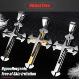 Stainless Steel Men's Cross Pendant Necklace Silver Chain