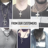 Stainless Steel Men's Cross Pendant Necklace Silver Chain