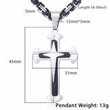Stainless Steel Men's Cross Pendant Necklace Silver Chain