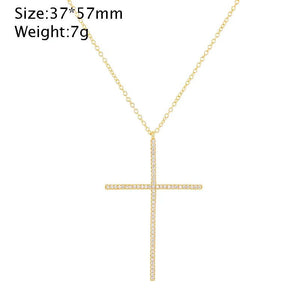 Crystal Zircon Cross Pendant Necklace Women Choker Party Jewelry