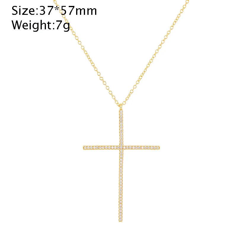 Crystal Zircon Cross Pendant Necklace Women Choker Party Jewelry