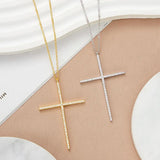 Crystal Zircon Cross Pendant Necklace Women Choker Party Jewelry