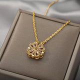 Four Leaf Clover Jewelry Set Heart Chain Necklace Ring Adjustable
