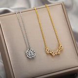 Four Leaf Clover Jewelry Set Heart Chain Necklace Ring Adjustable