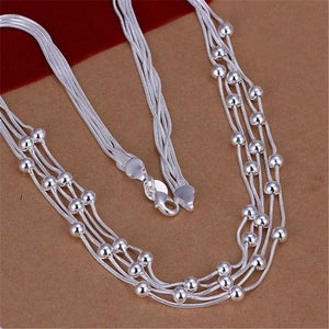 N213 Silver Charm 5 Bead Chain Hot Lovely Necklace Jewelry