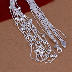 N213 Silver Charm 5 Bead Chain Hot Lovely Necklace Jewelry