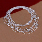 N213 Silver Charm 5 Bead Chain Hot Lovely Necklace Jewelry