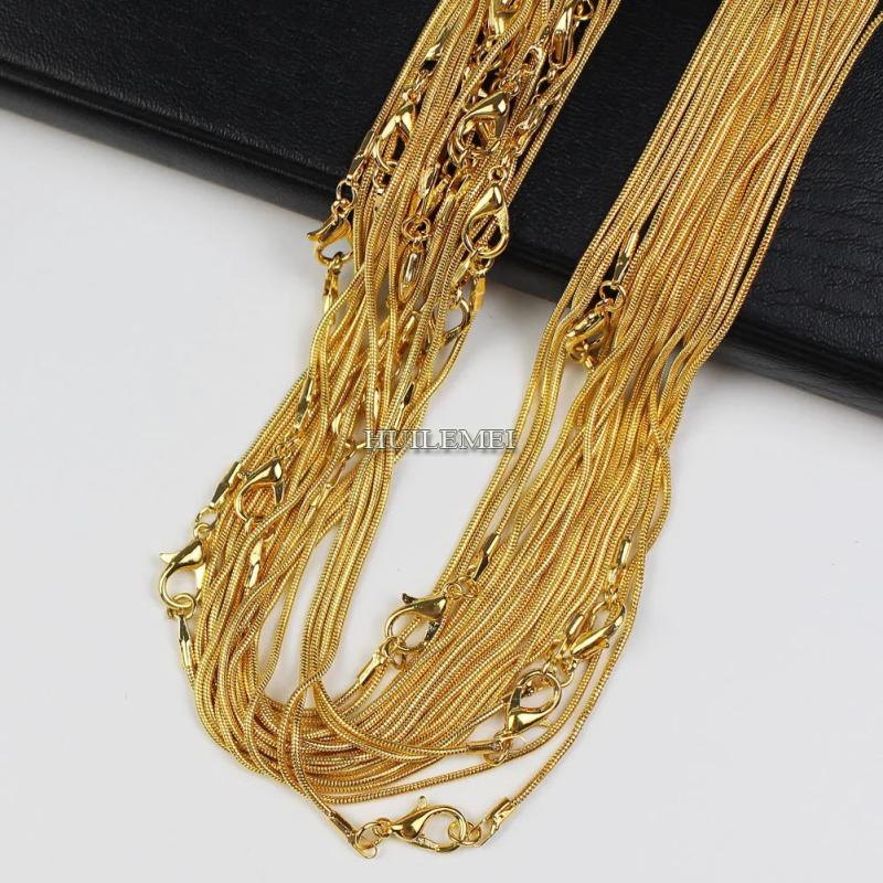 5pcs Silver Plated 1.2mm Snake Chain Necklaces for Women