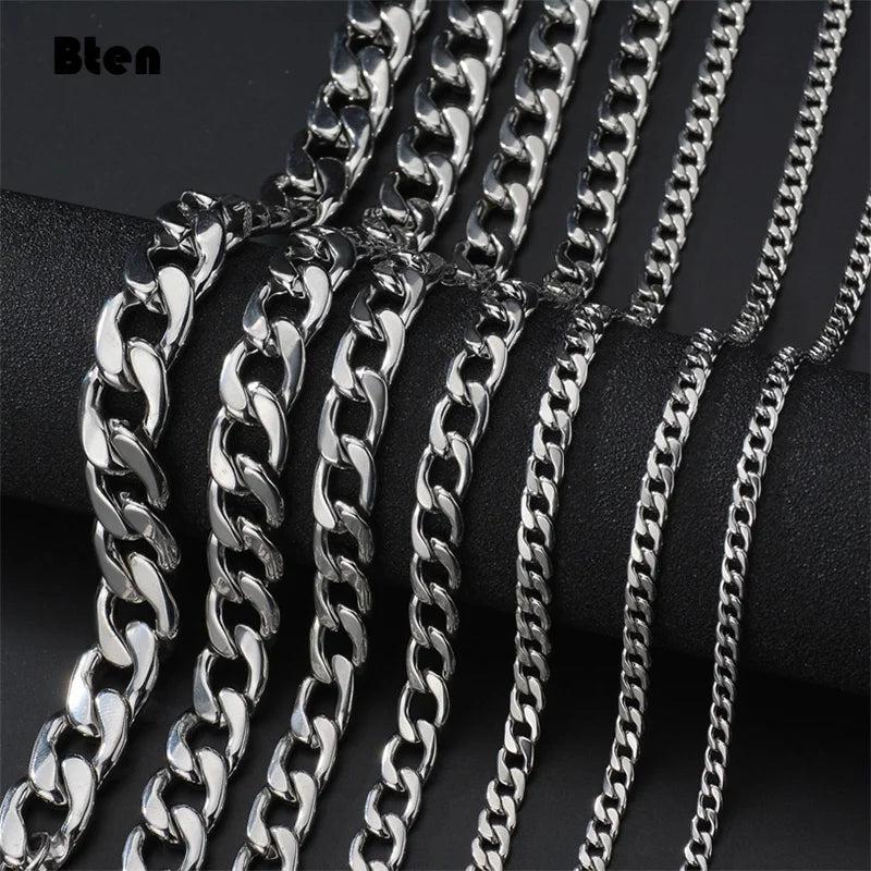 Stainless Steel Curb Cuban Link Chain Necklace 3mm/5mm/7mm
