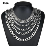 Stainless Steel Curb Cuban Link Chain Necklace 3mm/5mm/7mm