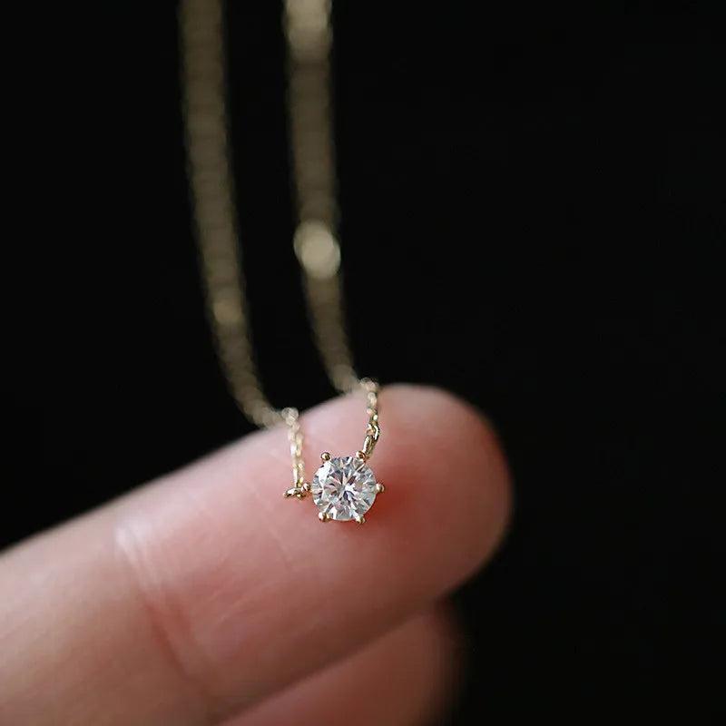 925 Silver 14k Plated Zircon Clavicle Chain Necklace